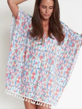 NWT Elsie & Zoey Kaleidescope Hodded Swim/Beach Cover Up    Size OS